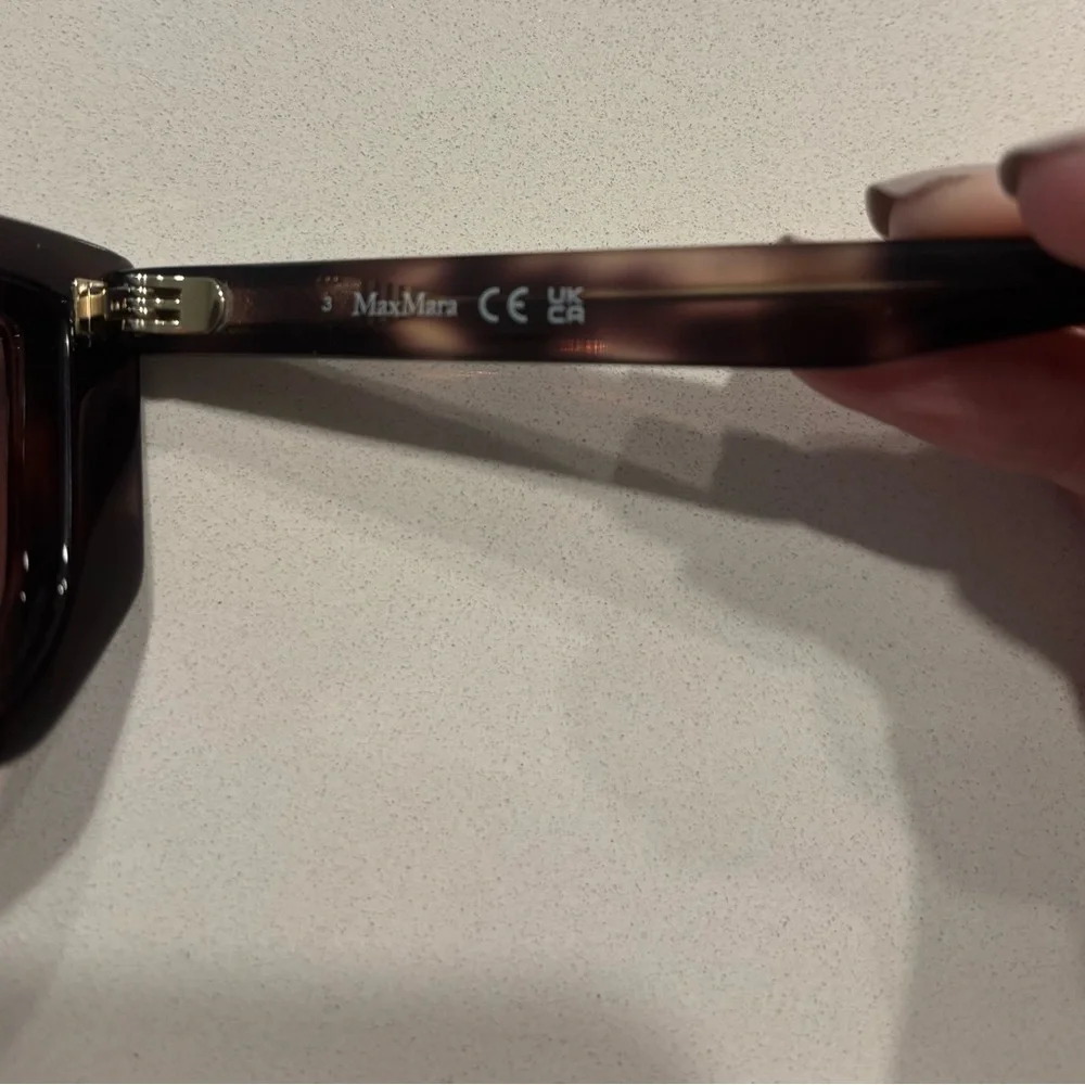 MaxMara Brown Tortoiseshell Rectangular Women's Sunglasses